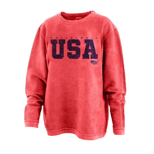 Volleyball USA Red Corded Crew
