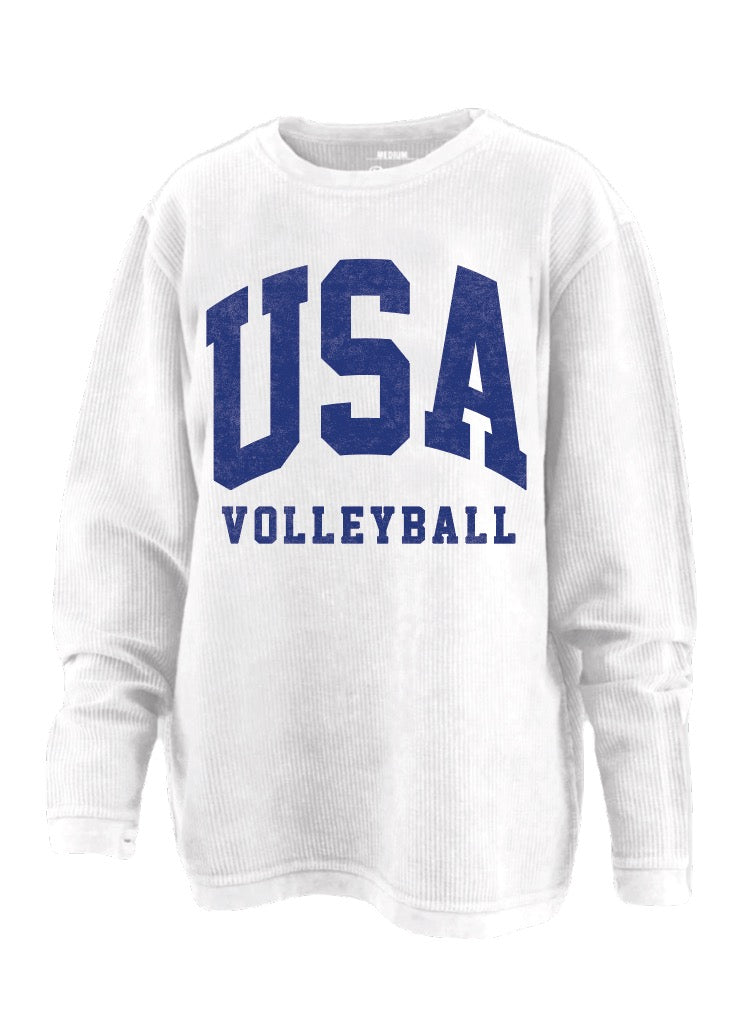 USA Volleyball White Corded Crew