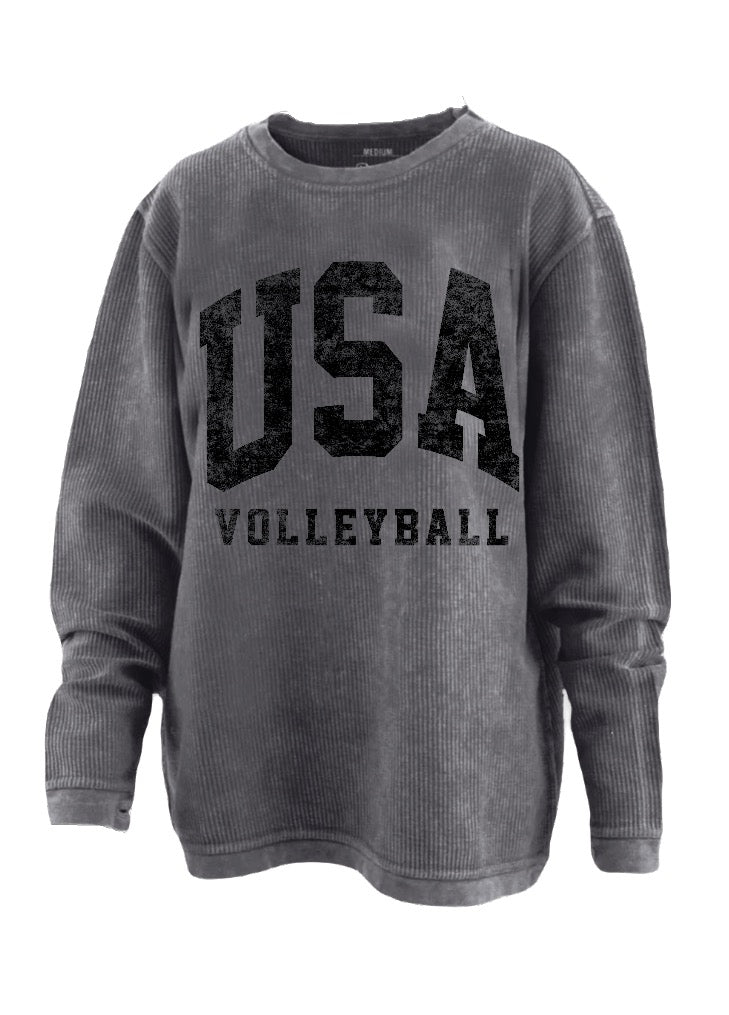 USA Volleyball Grey Corded Crew