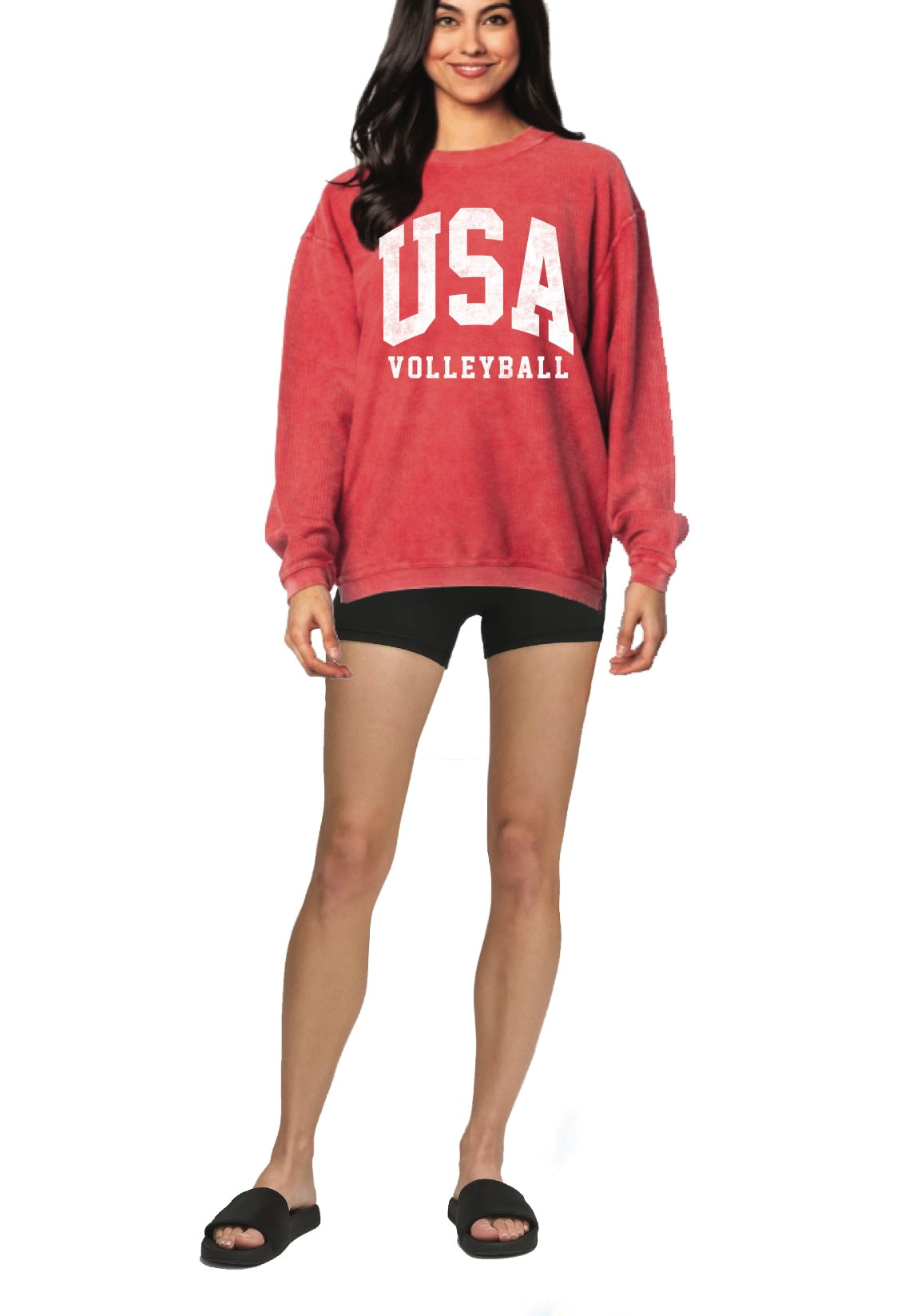 USA Volleyball Vintage Red Corded Crew