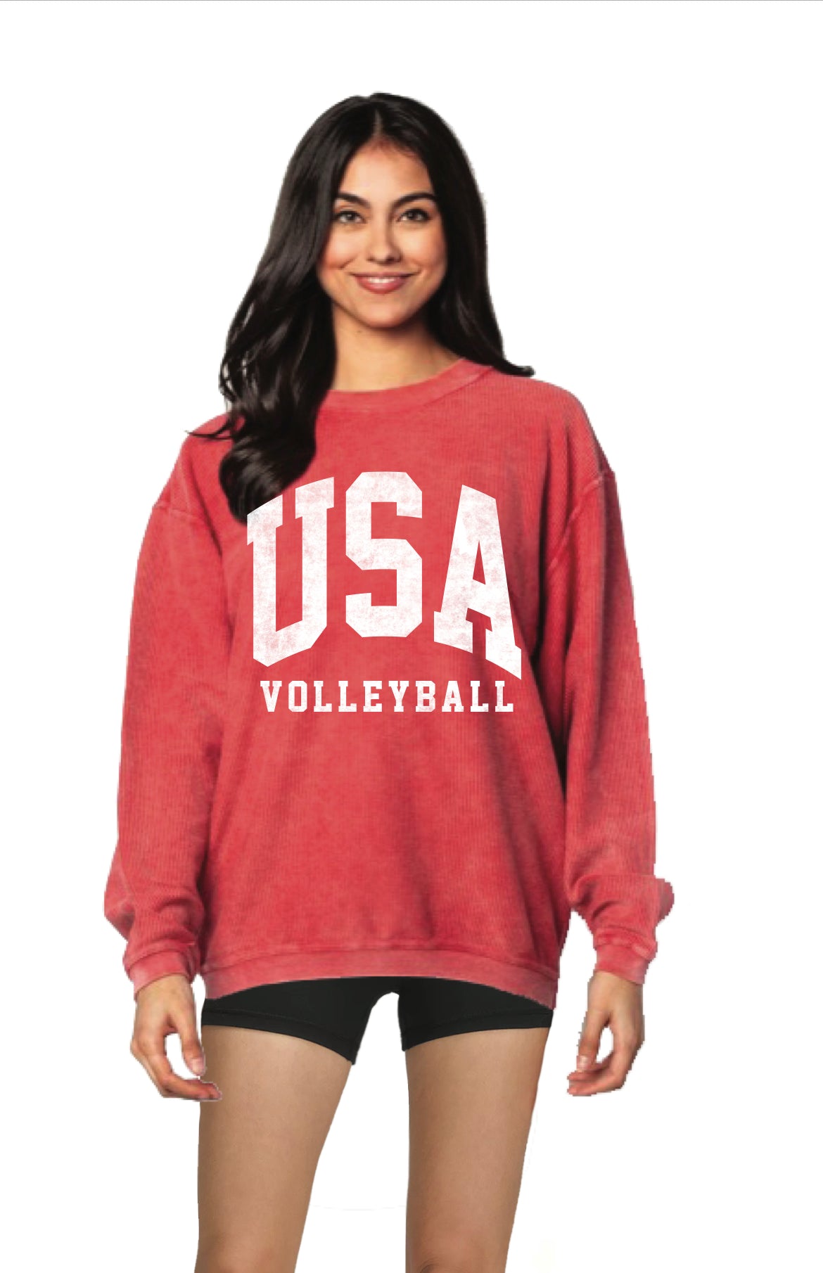 USA Volleyball Vintage Red Corded Crew