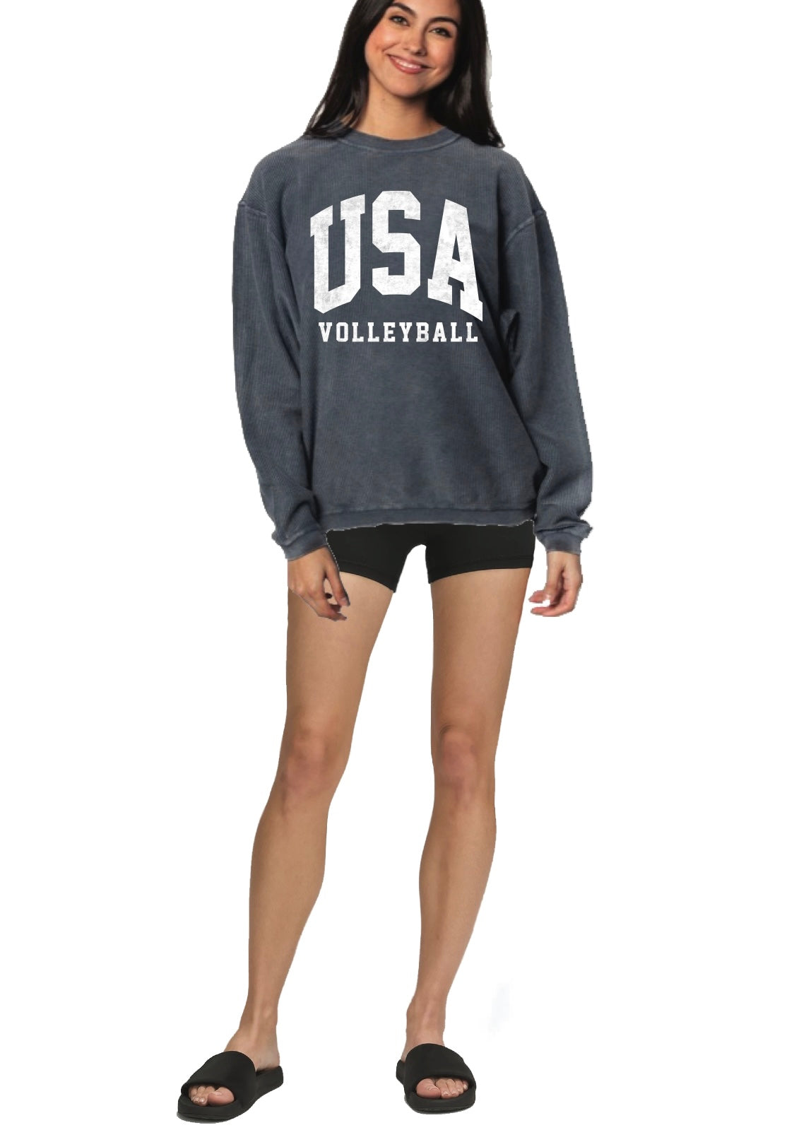 USA Volleyball Vintage Navy Corded Crew