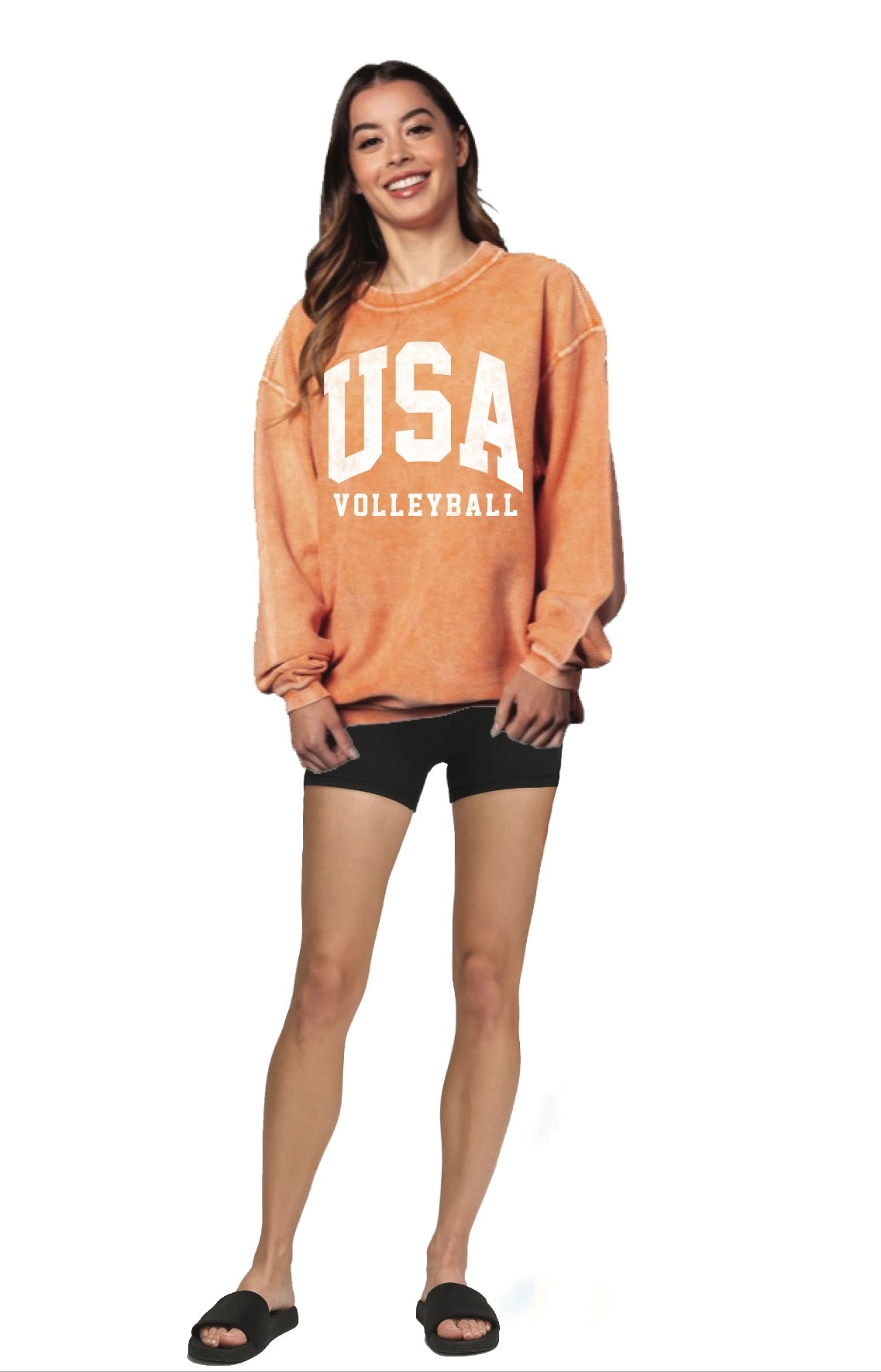 USA Volleyball Vintage Orange Corded Crew