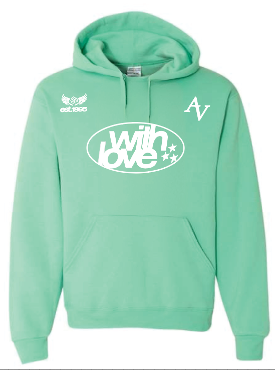 With Love Mint Volleyball Hoodie