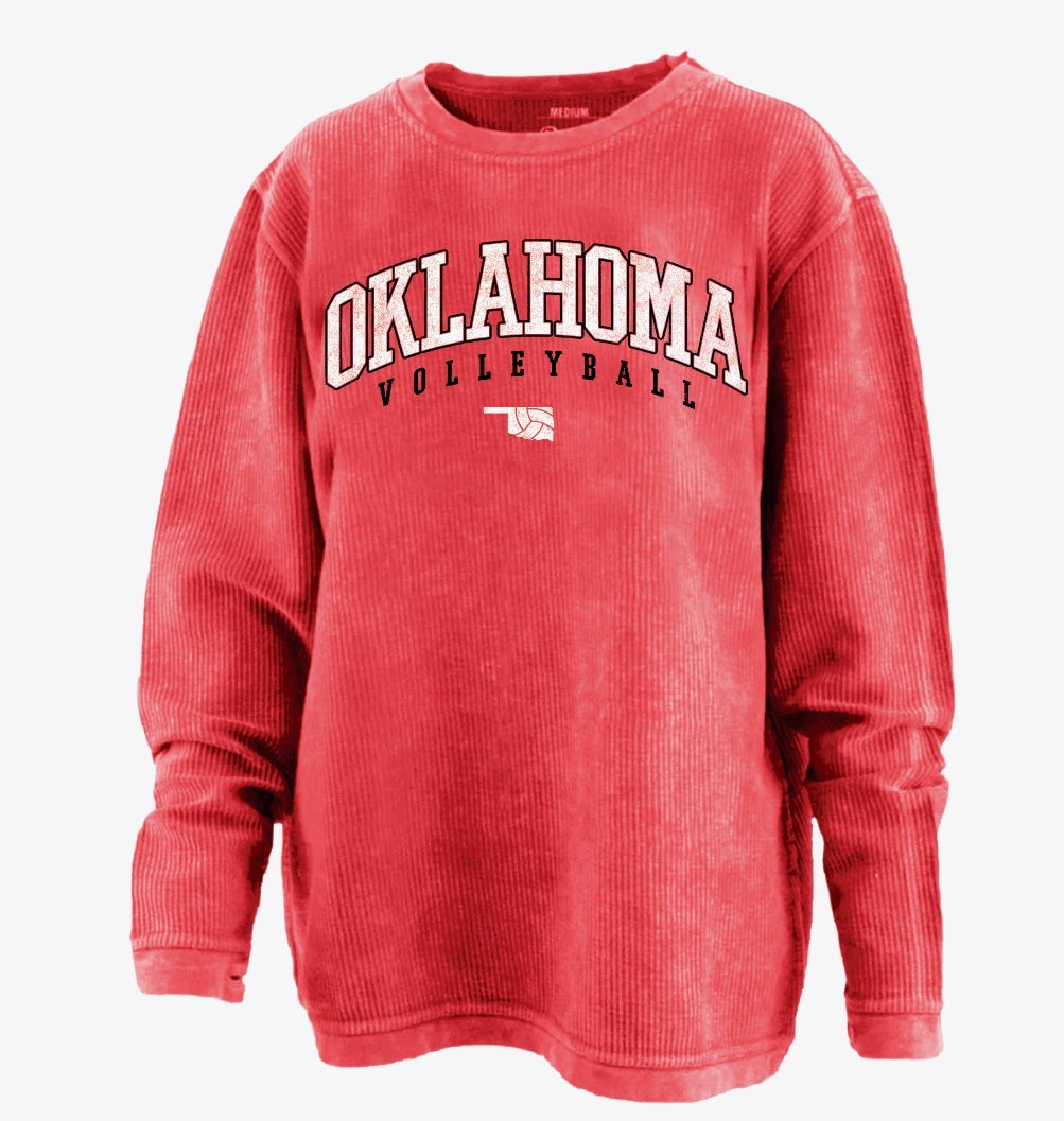 Oklahoma Volleyball Red Corded Crew