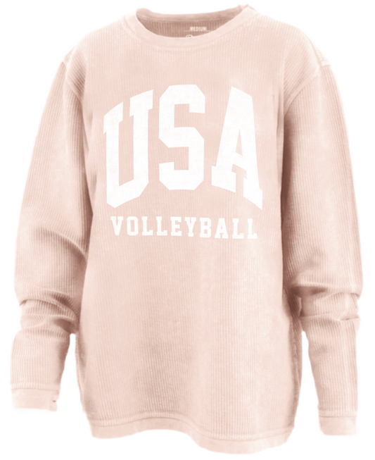 USA Volleyball Light Pink Corded Crew