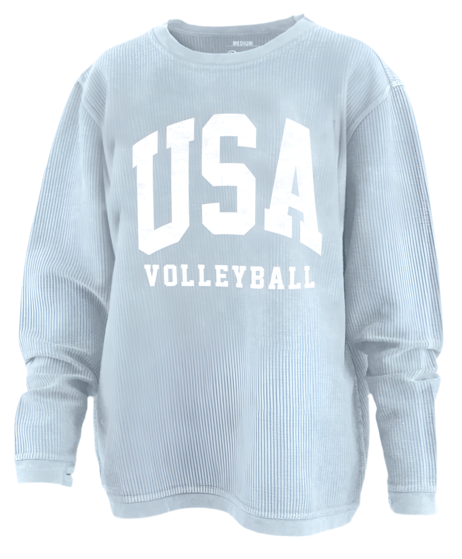 USA Volleyball Light Blue Corded Crew