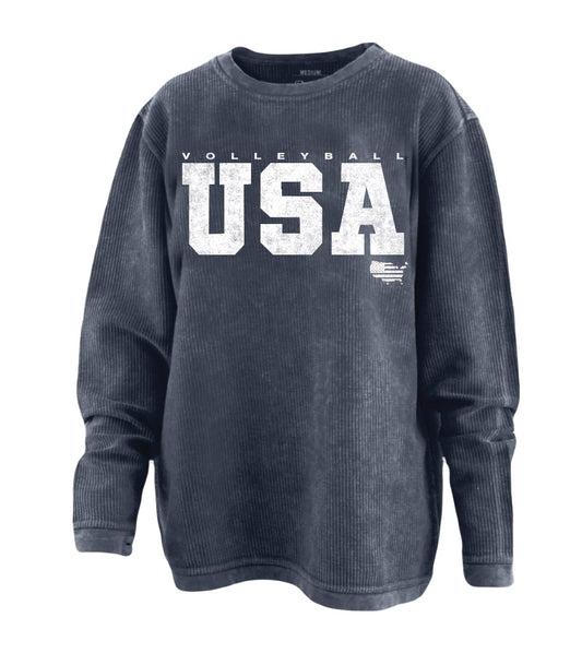 Volleyball USA Navy Corded Crew