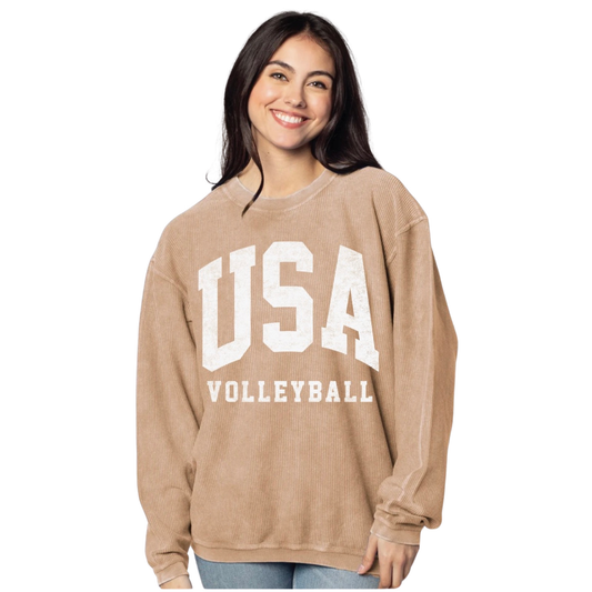 USA Volleyball Latte Corded Crew