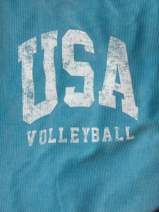 Volleyball USA Ocean Blue Corded Crew (Copy)